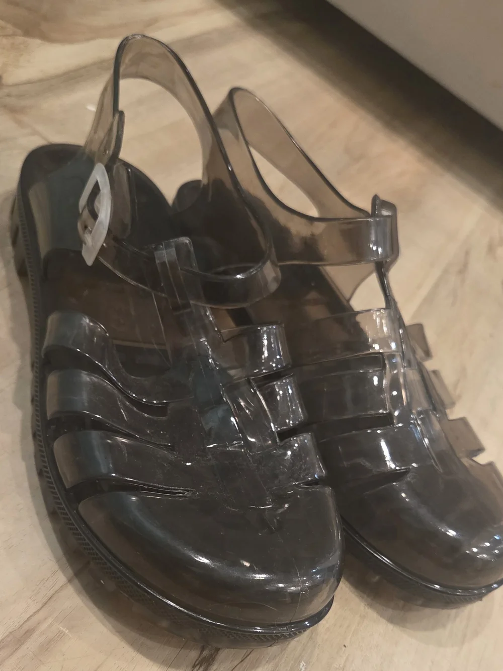 Transparent Black Jelly Slingback Sandals for Women